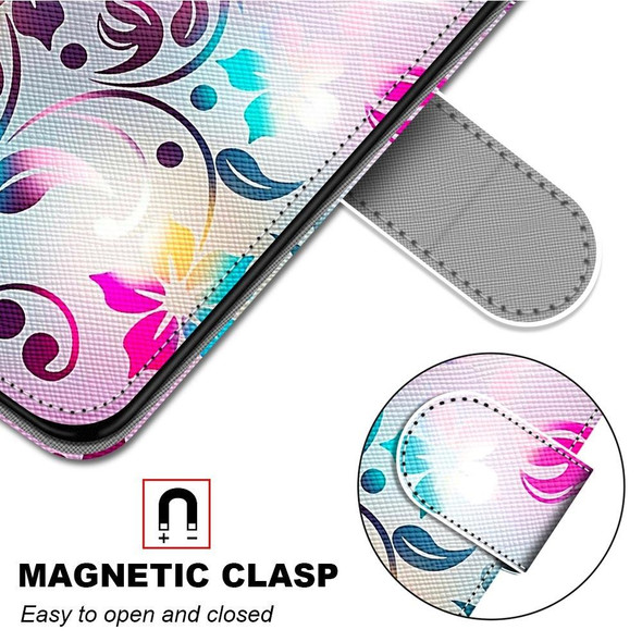 Coloured Drawing Cross Texture Horizontal Flip PU Leatherette Case with Holder & Card Slots & Wallet & Lanyard - iPhone XR(Gradient Colorful Flower)