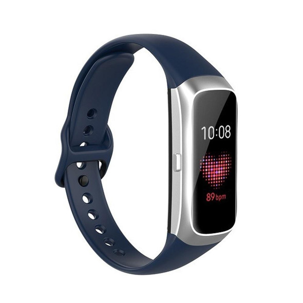 Samsung Galaxy Fit SM-R370 Silicone Steel Shrapnel Black Buckle Watch Band(Blue)
