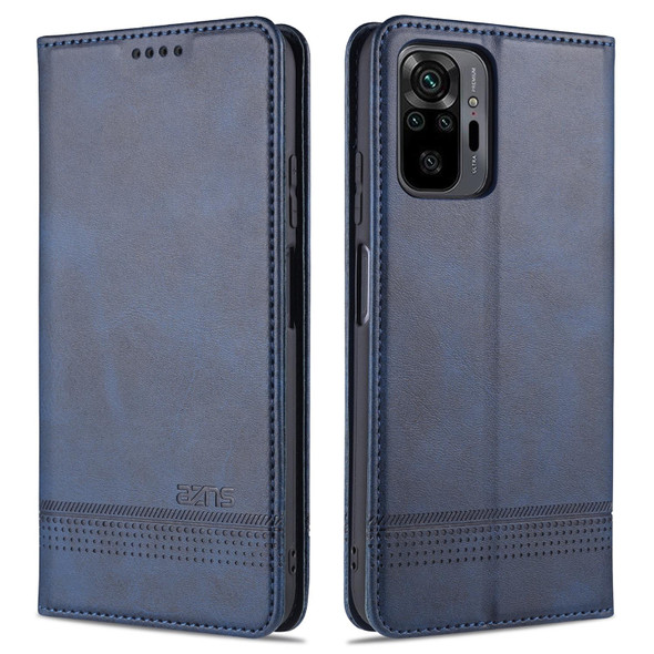 Xiaomi Redmi Note 10 Pro Max AZNS Magnetic Calf Texture Horizontal Flip Leather Case with Card Slots & Holder & Wallet(Dark Blue)