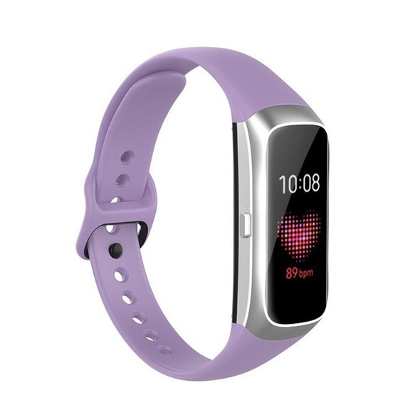 Samsung Galaxy Fit SM-R370 Silicone Steel Shrapnel Black Buckle Watch Band(Light Purple)