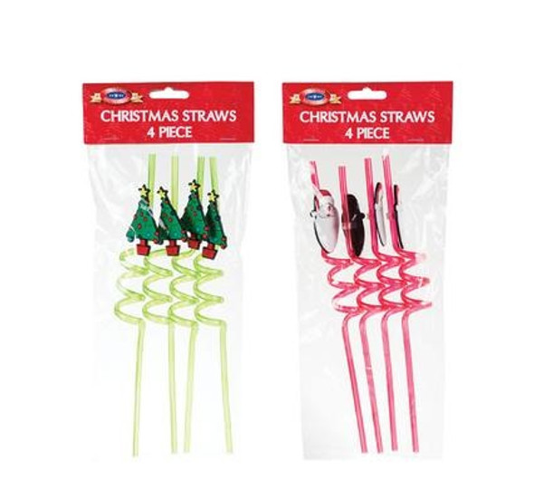 4-Piece Christmas Straws