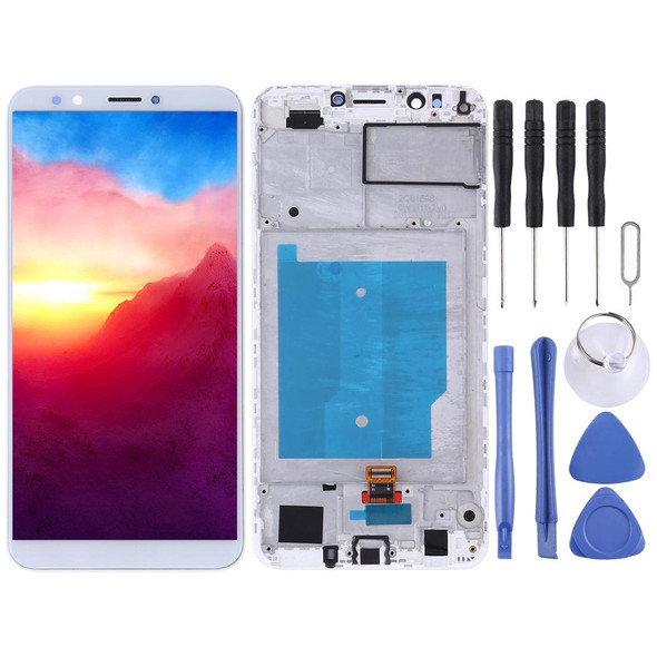 LCD Screen and Digitizer Full Assembly with Frame for Huawei Y7 (2018)(White)