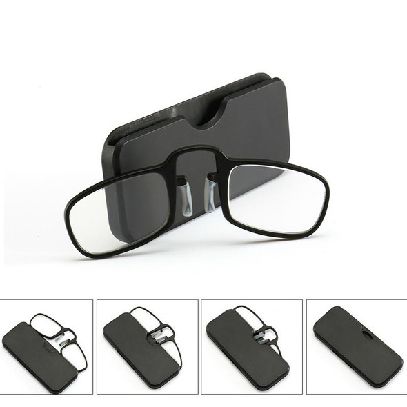 2 PCS TR90 Pince-nez Reading Glasses Presbyopic Glasses with Portable Box, Degree:+1.00D(Black)