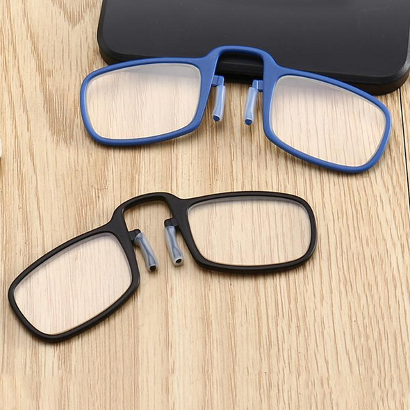 2 PCS TR90 Pince-nez Reading Glasses Presbyopic Glasses with Portable Box, Degree:+1.00D(Blue)