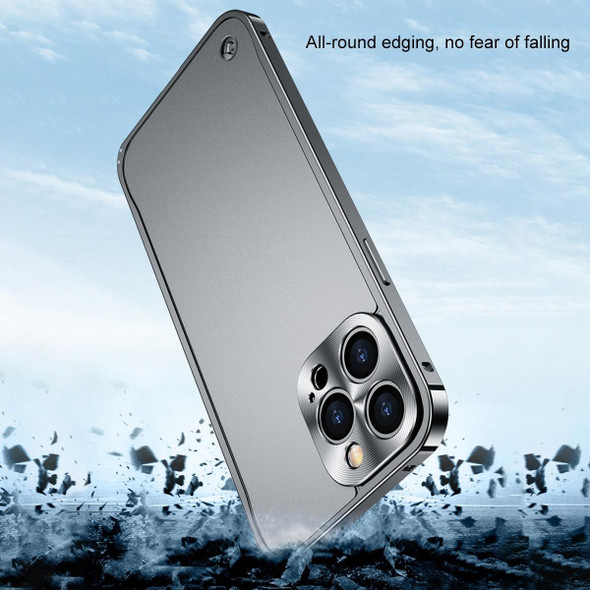 Metal Frame Frosted PC Shockproof Phone Case - iPhone 14 Pro(Black)