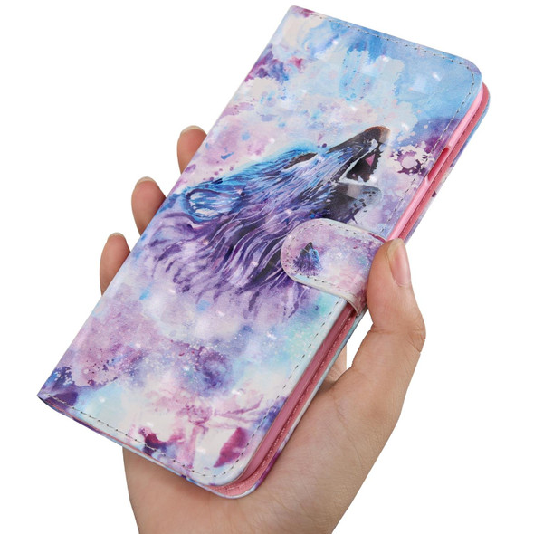 3D Painting Pattern Coloured Drawing Leatherette Phone Case - iPhone 13 Pro Max(Howling Wolf)