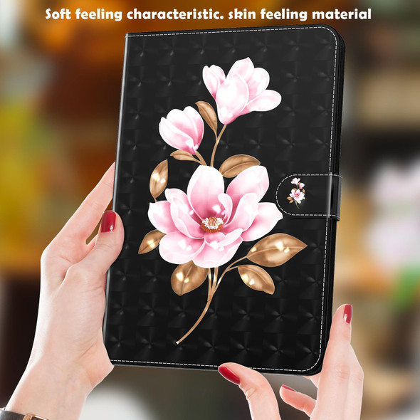 3D Painted Pattern Leatherette Tablet Case - iPad mini 6(Black Flower)