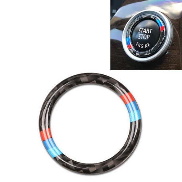 Car Carbon Fiber Soft Panel Engine Start Key Push Button Ring Trim Decorative Sticker for BMW E90 / E92 / E93  2005-2012