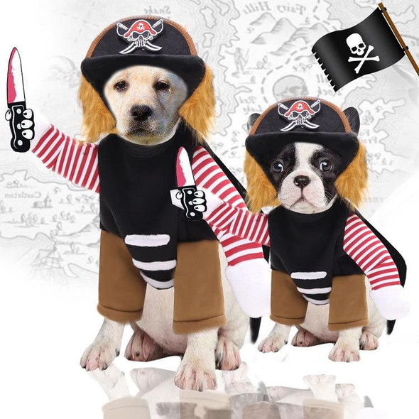 Dogs Cats Clothes Pet Supplies Horseback Transformations Halloween Funny Clothes, Colour: Murder Pirate Two-piece Suit, Size: XL