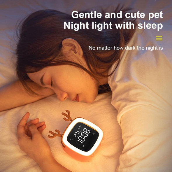 Cartoon Deer Shape Children Snooze Multifunctional USB Rechargeable Student LED Alarm Clock(Blue)