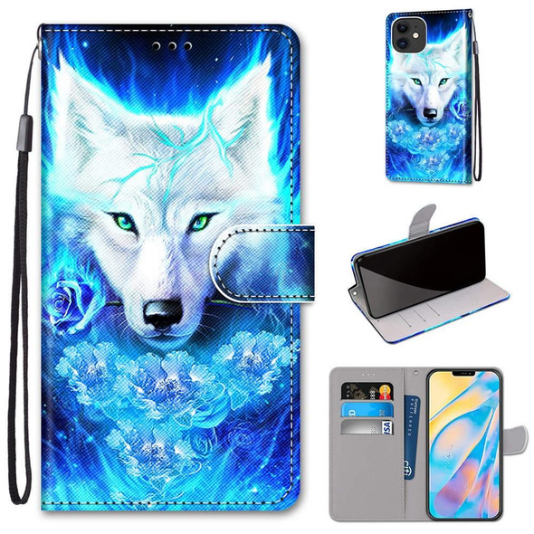 Coloured Drawing Cross Texture Horizontal Flip PU Leatherette Case with Holder & Card Slots & Wallet & Lanyard - iPhone 13(Dick Rose Wolf)
