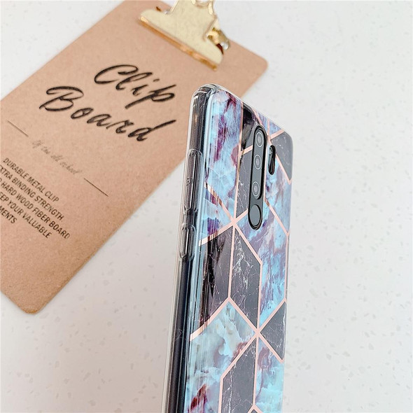 Xiaomi Note 8 Pro Plating Colorful Geometric Pattern Mosaic Marble TPU Mobile Phone Case(Green PJ2)