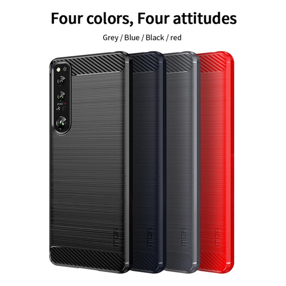 Sony Xperia 1 IV MOFI Gentleness Series Brushed Texture Carbon Fiber Soft TPU Case(Red)