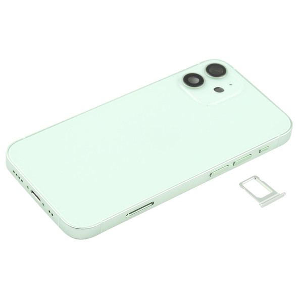 Battery Back Cover (with Side Keys & Card Tray & Power + Volume Flex Cable & Wireless Charging Module) for iPhone 12 Mini(Green)