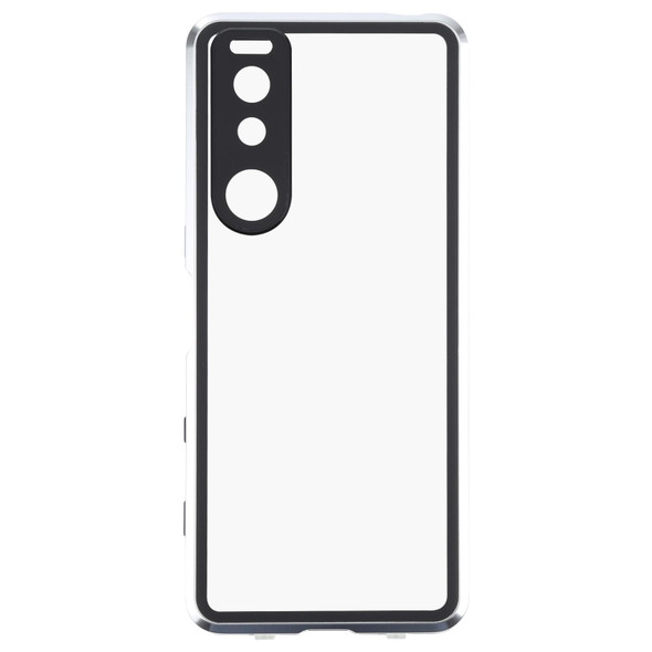 Sony Xperia 5 III HD Magnetic Metal Tempered Glass Phone Case(Silver)