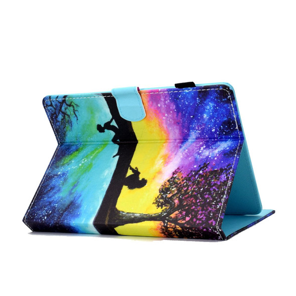10 inch Tablet Electric Pressed TPU Colored Drawing Horizontal Flip Leatherette Case with Holder & Pen Slot(Starry Sky Reflection)