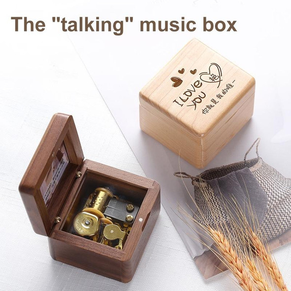 Frame Style Music Box Wooden Music Box Novelty Valentine Day Gift,Style: Walnut Gold-Plated Movement