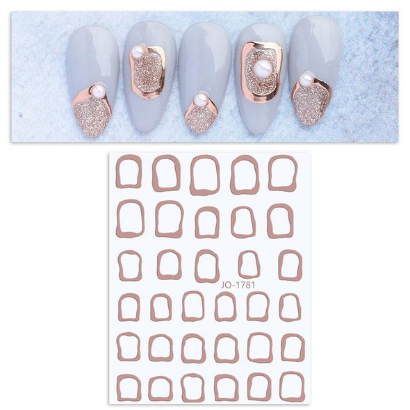 10 PCS Cow Color Block Nail Art Stickers(1781 Rose Gold)