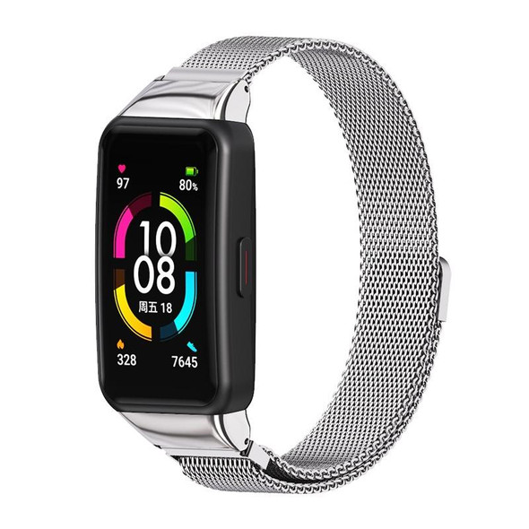 Huawei Band 6 / Honor Band 6 MIJOBS Milan Stainless Steel Magnetic Watch Band(Silver)