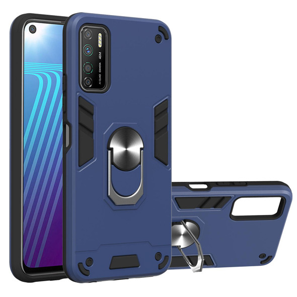 Infinix Note 7 Lite Armour Series PC + TPU Protective Case with Ring Holder(Royal Blue)