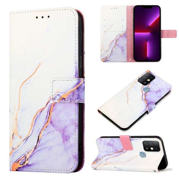 Infinix Hot 10 X682 PT003 Marble Pattern Flip Leather Phone Case(White Purple LS006)