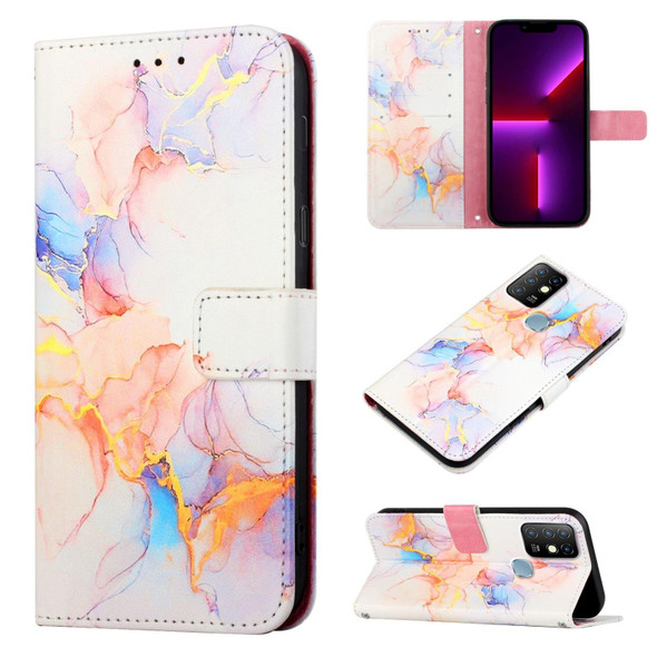 Infinix Hot 10 X682 PT003 Marble Pattern Flip Leather Phone Case(Galaxy Marble White LS004)