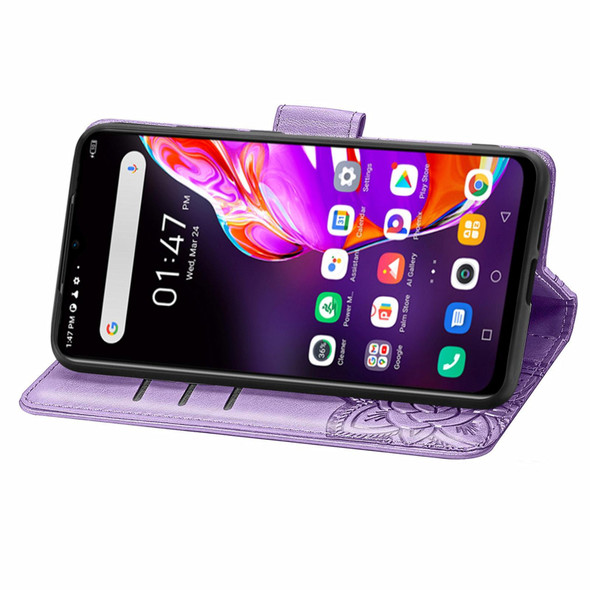 Infinix Hot 10T Butterfly Love Flower Embossed Horizontal Flip Leather Case with Holder & Card Slots & Wallet & Lanyard(Light Purple)