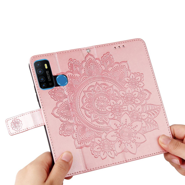 Infinix Hot 9 / Note 7 Lite 7-petal Flowers Embossing Pattern Horizontal Flip PU Leather Case with Holder & Card Slots & Wallet & Photo Frame(Rose Gold)