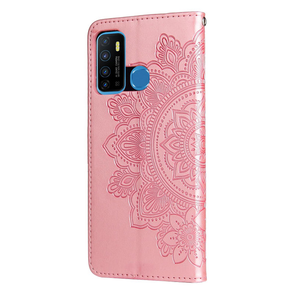 Infinix Hot 9 / Note 7 Lite 7-petal Flowers Embossing Pattern Horizontal Flip PU Leather Case with Holder & Card Slots & Wallet & Photo Frame(Rose Gold)