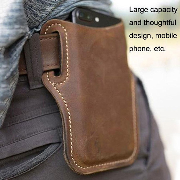 EASYONLY ZPYB018 Leatherette Outdoor Sports Phone Pocket With Cover(Brown)