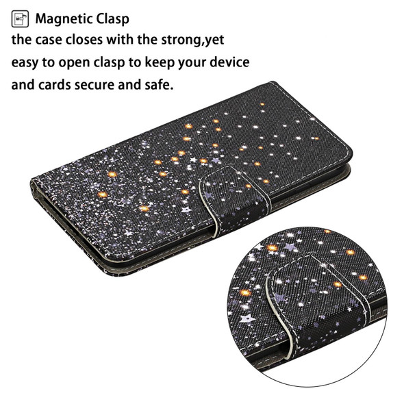 Colored Drawing Pattern Flip Leatherette Case - iPhone 13 Pro Max(Five-pointed Star)