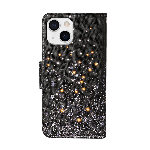 Colored Drawing Pattern Flip Leatherette Case - iPhone 13 mini(Five-pointed Star)