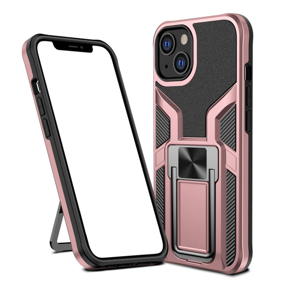 Armor 2 in 1 PC + TPU Magnetic Shockproof Case with Foldable Holder - iPhone 14 Max(Rose Gold)