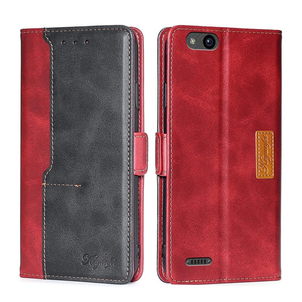 ZTE Tempo X/Vantage/Z839/N9137 Contrast Color Side Buckle Leather Phone Case(Red + Black)