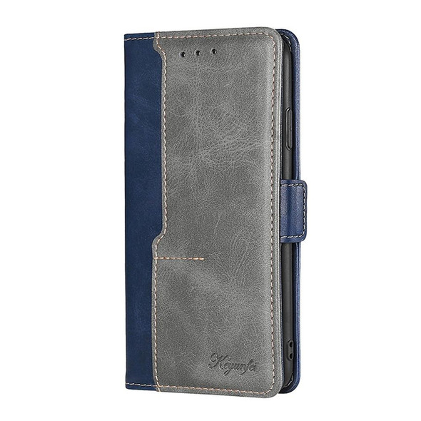 ZTE Tempo X/Vantage/Z839/N9137 Contrast Color Side Buckle Leather Phone Case(Blue + Grey)