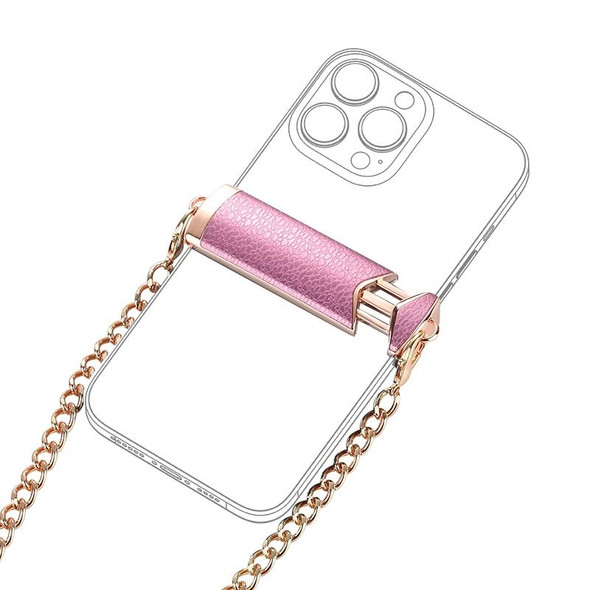 1.2M Alloy PU Mobile Phone Back Clip Chain for Phone Width 66mm-89mm(Blue + Gold)