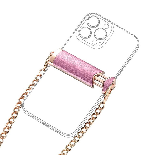 1.2M Alloy PU Mobile Phone Back Clip Chain for Phone Width 66mm-89mm(Green + Silver)