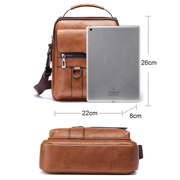 WEIXIER 8642 Men Business Retro PU Leather Handbag Crossbody Bag (Brown)