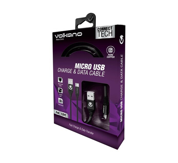 Volkano Weave Series Nylon Braided Micro USB Cable - 3m