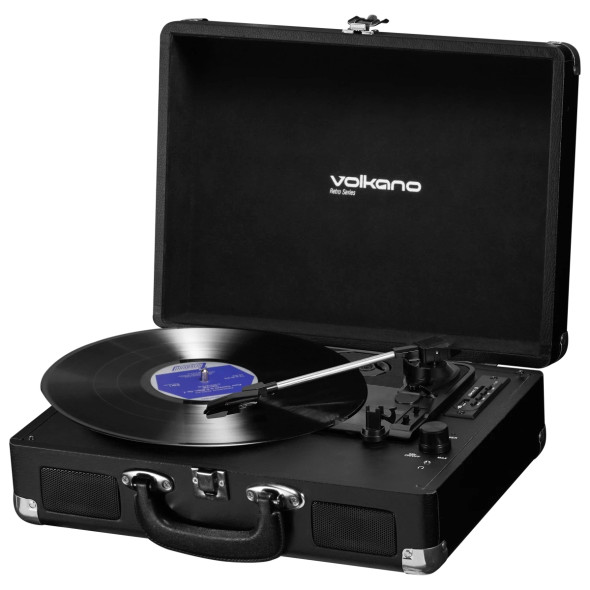 Volkano Retro Vinyl Player & Bluetooth Speaker - Portable & Stylish