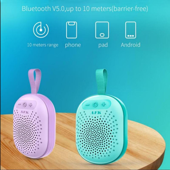AEC BT513 RGB Light Waterproof Portable Bluetooth Speaker Support FM / TF Card(Peacock Blue)