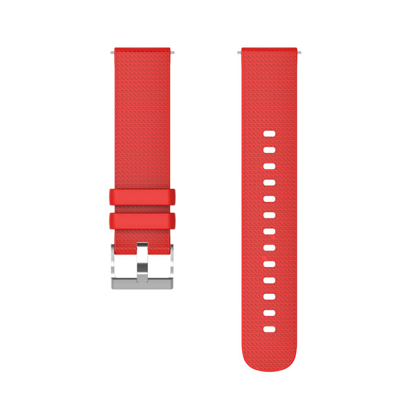 20mm Pockmarked Silver Buckle Silicone Watch Band for Huawei Watch / Samsung Galaxy Watch(Red)