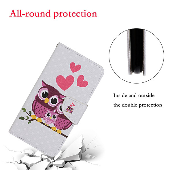 Colored Drawing Pattern Flip Leatherette Case - iPhone 13 mini(Owl Family)