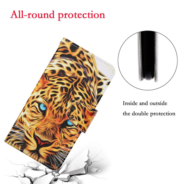 Colored Drawing Pattern Horizontal Flip Leatherette Phone Case - iPhone 13 Pro(Yellow Leopard)