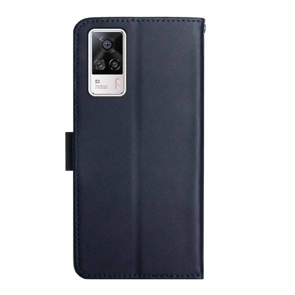 vivo S9e Genuine Leather Fingerprint-proof Flip Phone Case(Blue)