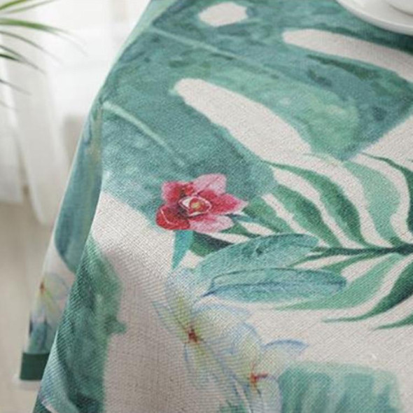 Greenery Linen Tablecloth Restaurant Bar Household Tablecloth, Size:130x180cm(Watercolor Banana Leaves)
