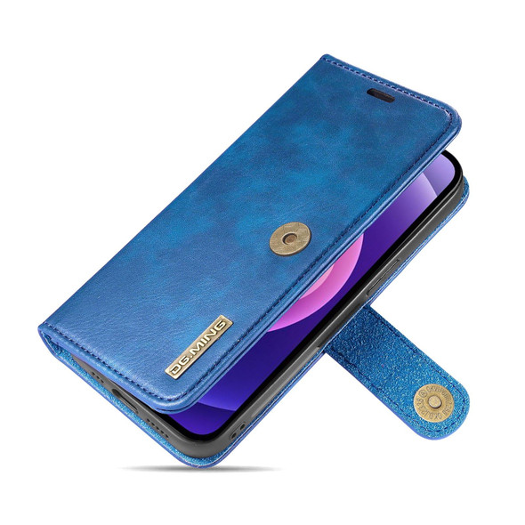 DG.MING Crazy Horse Texture Flip Detachable Magnetic Leatherette Case with Holder & Card Slots & Wallet - iPhone 13(Blue)
