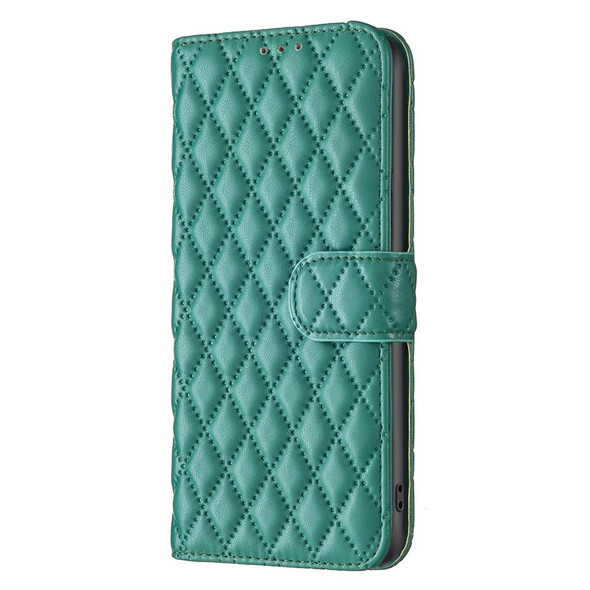 Diamond Lattice Wallet Leatherette Flip Phone Case - iPhone 14 Max(Green)
