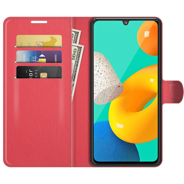 Samsung Galaxy M32 Litchi Texture Horizontal Flip Protective Case with Holder & Card Slots & Wallet(Red)