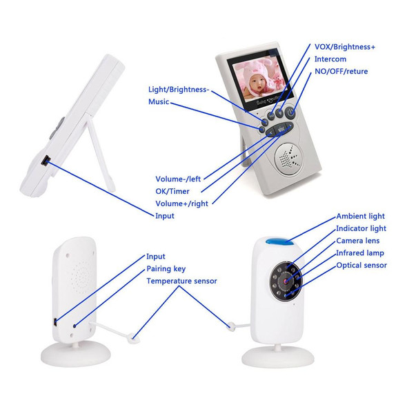 WLSES GB101 2.4 inch Wireless Surveillance Camera Baby Monitor, EU Plug